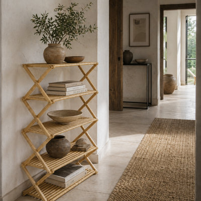 Wyld Haus Lafa Mazi Natural Bamboo 5-Tier Folding Shoe Rack - Medium, Natural Finish - image 1