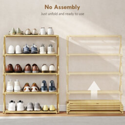 Wyld Haus Lafa Mazi Natural Bamboo 5-Tier Folding Shoe Rack - Medium, Natural Finish - thumbnail 5