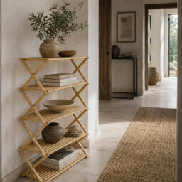 Wyld Haus Lafa Mazi Natural Bamboo 5-Tier Folding Shoe Rack - Medium, Natural Finish - thumbnail 1