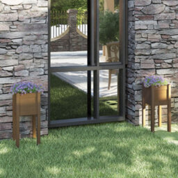 Berkfield Garden Planters 2 Pcs Honey Brown 31X31X70 Cm Solid Pinewood - thumbnail 1