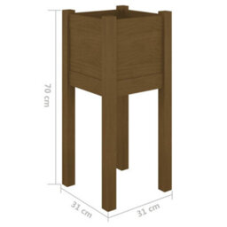 Berkfield Garden Planters 2 Pcs Honey Brown 31X31X70 Cm Solid Pinewood - thumbnail 8