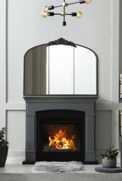 "Mirroroutlet Crown - Black Metal Framed Arched Wall Mirror With Decorative Crown 40"" X 31"" (102Cm X 80Cm)" - thumbnail 2