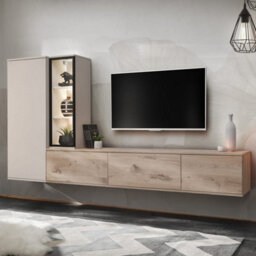 Arte Oak Viking And Cashmere Media Unit W240Cm X H125Cm X D35Cm - Where Style Meets Seamless Storage