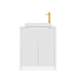 Royal Bathrooms Avenza 600mm Matt White Floor Standing Bathroom Vanity Unit 2 Door With Qubix Basin - thumbnail 6