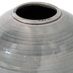 Wyld Haus Bloomwood Grey Glazed Round Ceramic Vase Crackle Effect - thumbnail 3