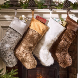 Dibor Set Of 4 Traditional Beresford Mix-Match Faux Fur Xmas Gift Decoration Christmas Stocking For Kids - thumbnail 1