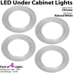 4-Pack Chrome Round Led Under Cabinet Lights With Driver - Natural White 4000K - thumbnail 3