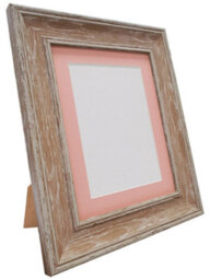 Frames By Post Scandi Distressed Wood Frame With Pink Mount For Image Size A4 - thumbnail 4