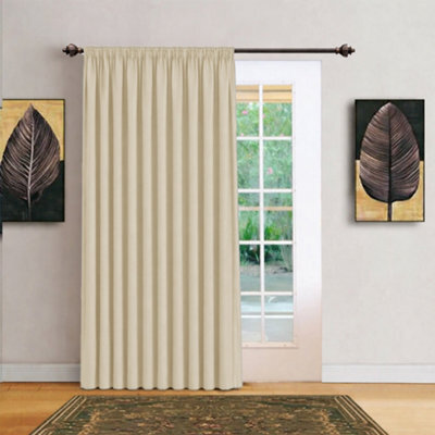 Bedlooms Cream Blackout Thermal Insulated Ready Made Pencil Pleat Single Curtain Panel 66 X 84 Inches With Tie Back - image 1