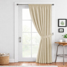 Bedlooms Cream Blackout Thermal Insulated Ready Made Pencil Pleat Single Curtain Panel 66 X 84 Inches With Tie Back - thumbnail 2