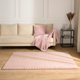OHS Faux Fur Rug Living Room Ribbed Large Mat Luxury Carpet Anti Slip Floor Runner - thumbnail 2