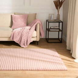 OHS Faux Fur Rug Living Room Ribbed Large Mat Luxury Carpet Anti Slip Floor Runner - thumbnail 3