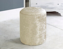 Slumbre Victoria Crushed Velvet Round Foot Stool Pouffe -  Cream