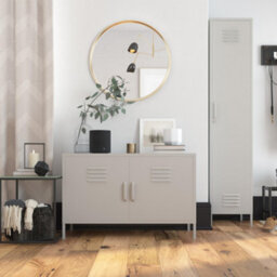 Dorel Bradford Metal Cabinet With 2 Doors Wide In Taupe - thumbnail 3