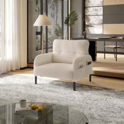 Abrihome Corduroy Fabric, Comfortable Monochrome Single Person Wide Seat Chair, Suitable For Living Rooms And Bedrooms, Beige