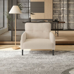 Abrihome Corduroy Fabric, Comfortable Monochrome Single Person Wide Seat Chair, Suitable For Living Rooms And Bedrooms, Beige - thumbnail 2