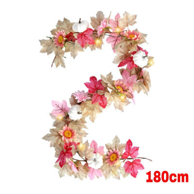 Amorly 180Cm Pink Pumpkins Fall Garland With Maple Leaves Sunflower, Autumn Decor For Thanksgiving Home Outdoor Halloween Indoor Decor - image 1