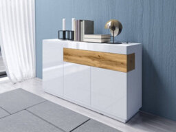 Arte Silke 43 Sideboard Cabinet In White And Wotan Oak - Modern Elegance With Spacious Storage - W1500mm X H850mm X D400mm - thumbnail 2