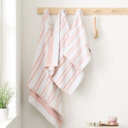 Bianca Fine Linens Reversible Stripe Cotton Jacquard Bath Sheet Blush Pink - thumbnail 4