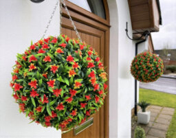 Best Artificial 38Cm Orange Lily Hanging Basket Flower Topiary Ball - Suitable For Outdoor Use - Weather & Fade Resistant - thumbnail 3