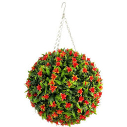 Best Artificial 38Cm Orange Lily Hanging Basket Flower Topiary Ball - Suitable For Outdoor Use - Weather & Fade Resistant - thumbnail 2