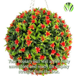 Best Artificial 38Cm Orange Lily Hanging Basket Flower Topiary Ball - Suitable For Outdoor Use - Weather & Fade Resistant - thumbnail 8