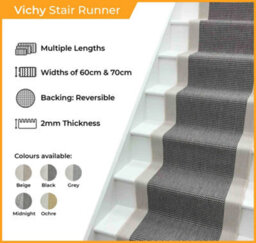 Vichy Stair Runner - Reversible, Durable & Hardwearing Carpet For Stairs & Staircases, Multiple Lengths - thumbnail 2