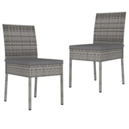 Berkfield Garden Dining Chairs 2 Pcs Poly Rattan Grey - thumbnail 1
