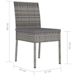 Berkfield Garden Dining Chairs 2 Pcs Poly Rattan Grey - thumbnail 6