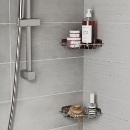 GoodHome Koros Silver Effect Stainless Steel Corner Shower Basket (W)19.9Cm - thumbnail 4
