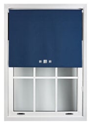 Furnished Blackout Roller Blinds With Triple Square Eyelets And Metal Fittings- Navy Blue Trimmable (W)130Cm (L)210Cm - thumbnail 2