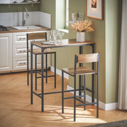 Sobuy Ogt03-Xl, Bar Set-1 Bar Table And 2 Stools 3 Pieces Home Kitchen Breakfast Bar Set Furniture Dining Set,neutral - thumbnail 2