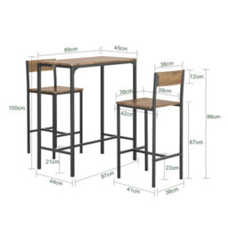Sobuy Ogt03-Xl, Bar Set-1 Bar Table And 2 Stools 3 Pieces Home Kitchen Breakfast Bar Set Furniture Dining Set,neutral - thumbnail 3