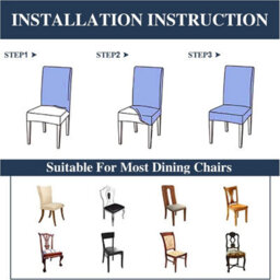 Stretchable High-Back Chair Covers Set Of 4, Spandex, Removable Washable, Geometric Black, Dining Room - thumbnail 6