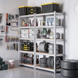 Songmics Garage Shelving, 5-Tier Storage Racks, Set Of 2, 180 X 90 X 40 Cm, Max. Load 875 Kg (175 Kg Per Tier), Shelving Units, Silver - thumbnail 2