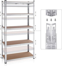 Songmics Garage Shelving, 5-Tier Storage Racks, Set Of 2, 180 X 90 X 40 Cm, Max. Load 875 Kg (175 Kg Per Tier), Shelving Units, Silver - thumbnail 5