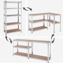 Songmics Garage Shelving, 5-Tier Storage Racks, Set Of 2, 180 X 90 X 40 Cm, Max. Load 875 Kg (175 Kg Per Tier), Shelving Units, Silver - thumbnail 6