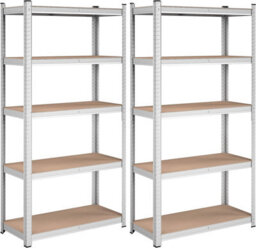 Songmics Garage Shelving, 5-Tier Storage Racks, Set Of 2, 180 X 90 X 40 Cm, Max. Load 875 Kg (175 Kg Per Tier), Shelving Units, Silver - thumbnail 3