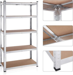 Songmics Garage Shelving, 5-Tier Storage Racks, Set Of 2, 180 X 90 X 40 Cm, Max. Load 875 Kg (175 Kg Per Tier), Shelving Units, Silver - thumbnail 4
