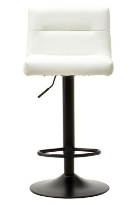 Orsina Comfortable White Leather Effect Bar Stool, Leather Upholstered Bar Stool, Luxurious Modern Bar Stool - image 1