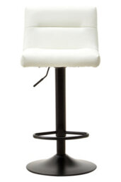 Orsina Comfortable White Leather Effect Bar Stool, Leather Upholstered Bar Stool, Luxurious Modern Bar Stool - thumbnail 1