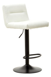 Orsina Comfortable White Leather Effect Bar Stool, Leather Upholstered Bar Stool, Luxurious Modern Bar Stool - thumbnail 2