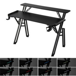 Living And Home Black Gaming Desk With Led Lights And Monitor Stand W 1600 X D 600 mm - thumbnail 5