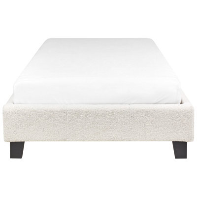 Wyld And Coco Luxeframe Eu Single Bed 3Ft Light Beige Boucle Slatted Frame Without Headboard - image 1