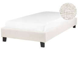 Wyld And Coco Luxeframe Eu Single Bed 3Ft Light Beige Boucle Slatted Frame Without Headboard - thumbnail 3