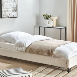 Wyld And Coco Luxeframe Eu Single Bed 3Ft Light Beige Boucle Slatted Frame Without Headboard - thumbnail 2