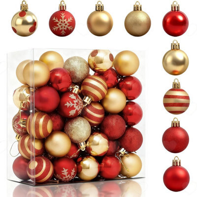 Amorly 50Pcs 4Cm Red Gold Christmas Baubles, Hanging Tree Ornaments, Decorative Xmas Balls For Christmas Trees And Wreath Embellishment - image 1