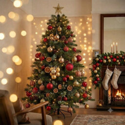Amorly 50Pcs 4Cm Red Gold Christmas Baubles, Hanging Tree Ornaments, Decorative Xmas Balls For Christmas Trees And Wreath Embellishment - thumbnail 5