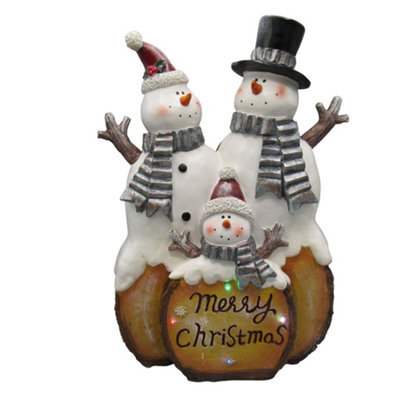 SecureFix Direct Light Up Merry Christmas Snowmen Figurine (Xmas Festive Led Ornament Decoration)