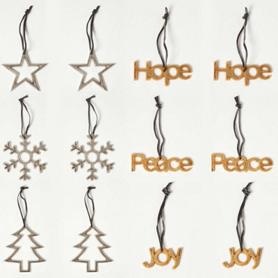 Homescapes Set Of 12 Gold And Silver Christmas Tree Decorations - image 1